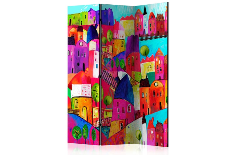 Rumsavdelare Rainbow-Hued Town 135x172 cm - Artgeist sp. z o. o. - Inredning - Rumsavdelare - Vikskärm