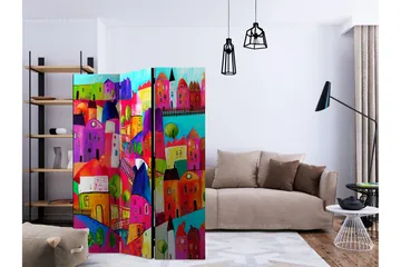 Rumsavdelare Rainbow-Hued Town 135x172 cm - Artgeist sp. z o. o. - Inredning - Rumsavdelare - Vikskärm