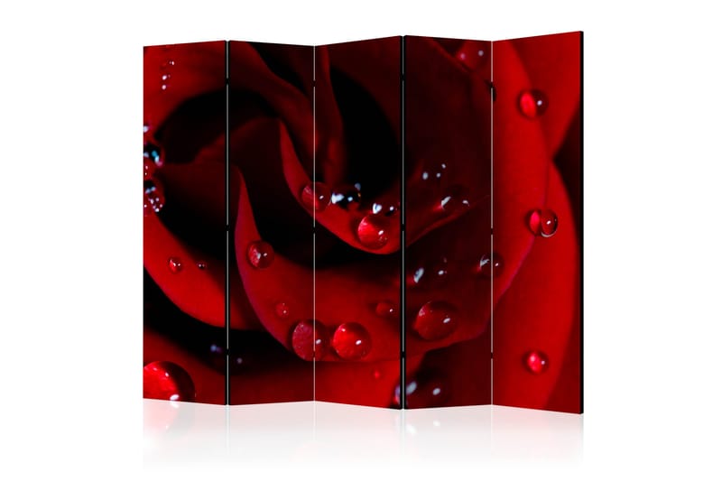 Rumsavdelare - Red rose with water drops II 225x172 - Artgeist sp. z o. o. - Vikskärm - Rumsavdelare