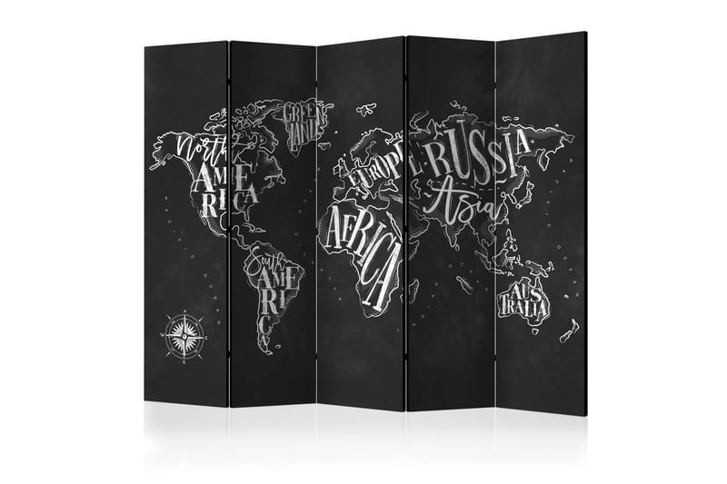 Rumsavdelare - Retro Continents (Black) II 225x172 - Artgeist sp. z o. o. - Inredning - Rumsavdelare - Vikskärm