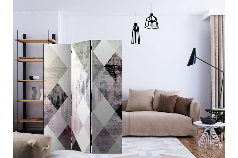 Rumsavdelare Rhombic Chessboard Pink 135x172 cm - Artgeist sp. z o. o. - Inredning - Rumsavdelare - Vikskärm