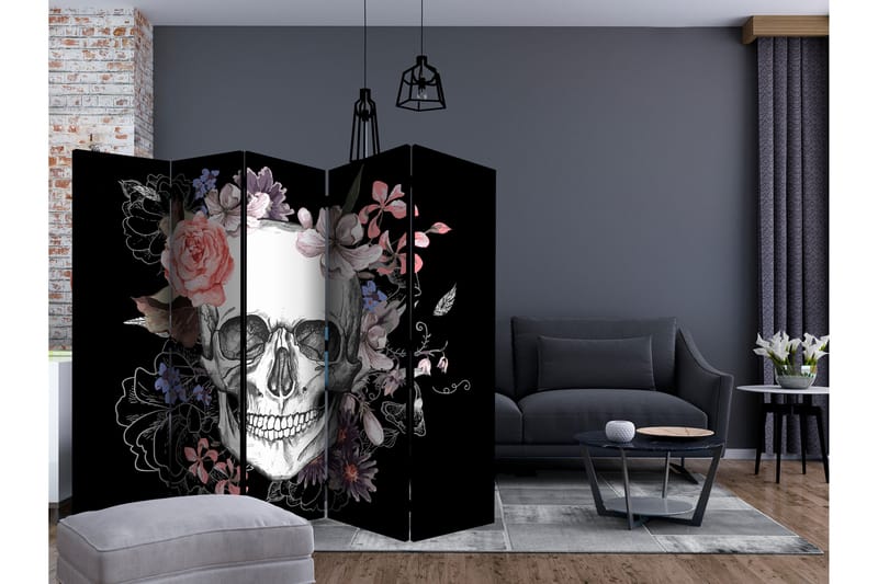 Rumsavdelare - Skull and Flowers II 225x172 - Artgeist sp. z o. o. - Inredning - Rumsavdelare - Vikskärm