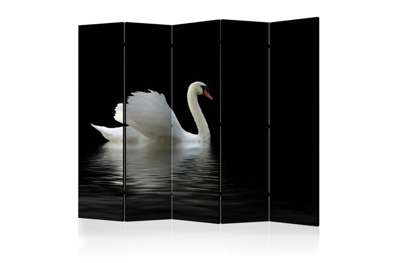 Rumsavdelare - swan (black and white) II 225x172 - Artgeist sp. z o. o. - Vikskärm - Rumsavdelare