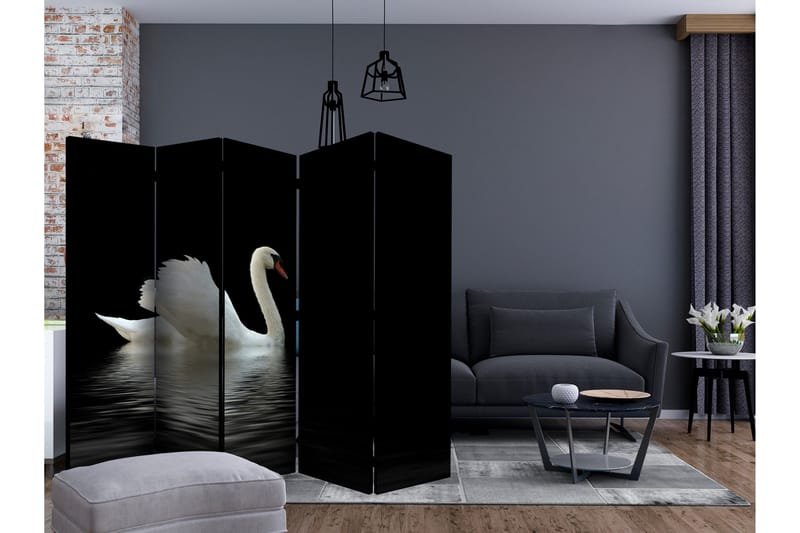 Rumsavdelare - swan (black and white) II 225x172 - Artgeist sp. z o. o. - Inredning - Rumsavdelare - Vikskärm