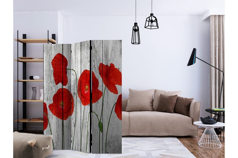 Rumsavdelare - Tale of Red Poppies 135x172 - Artgeist sp. z o. o. - Inredning - Rumsavdelare - Vikskärm
