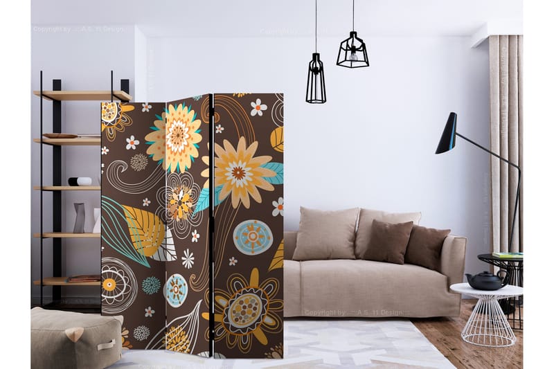 Rumsavdelare - Transparent flowers 135x172 - Artgeist sp. z o. o. - Inredning - Rumsavdelare - Vikskärm