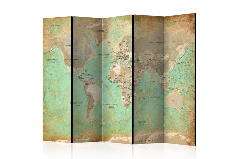 Rumsavdelare Turquoise World Map 225x172 - Artgeist sp. z o. o. - Inredning - Rumsavdelare - Vikskärm