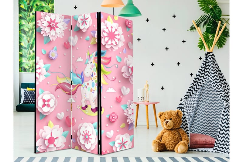 Rumsavdelare Unicorn on Flowerbed 135x172 cm - Artgeist sp. z o. o. - Inredning - Rumsavdelare - Vikskärm