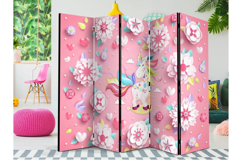 Rumsavdelare Unicorn on Flowerbed II 225x172 cm - Artgeist sp. z o. o. - Inredning - Rumsavdelare - Vikskärm