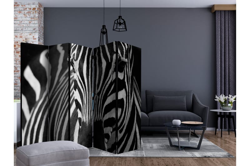 Rumsavdelare - White with black stripes II 225x172 - Artgeist sp. z o. o. - Inredning - Rumsavdelare - Vikskärm