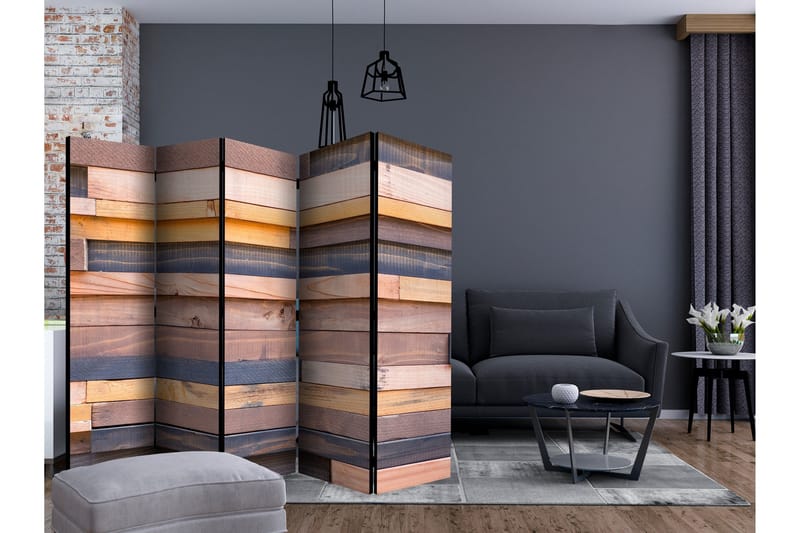 Rumsavdelare - Wooden Castle II 225x172 - Artgeist sp. z o. o. - Inredning - Rumsavdelare - Vikskärm