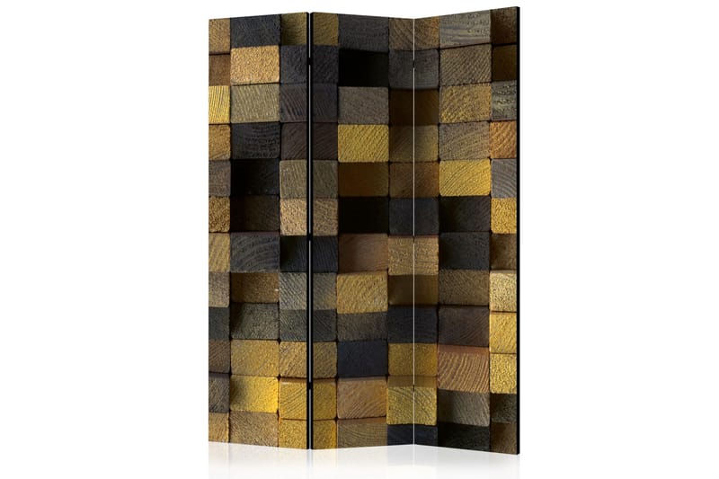 Rumsavdelare - Wooden cubes 135x172 - Artgeist sp. z o. o. - Vikskärm - Rumsavdelare