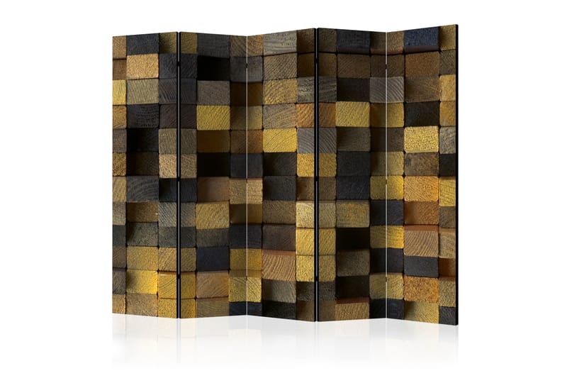 Rumsavdelare - Wooden cubes II 225x172 - Artgeist sp. z o. o. - Vikskärm - Rumsavdelare