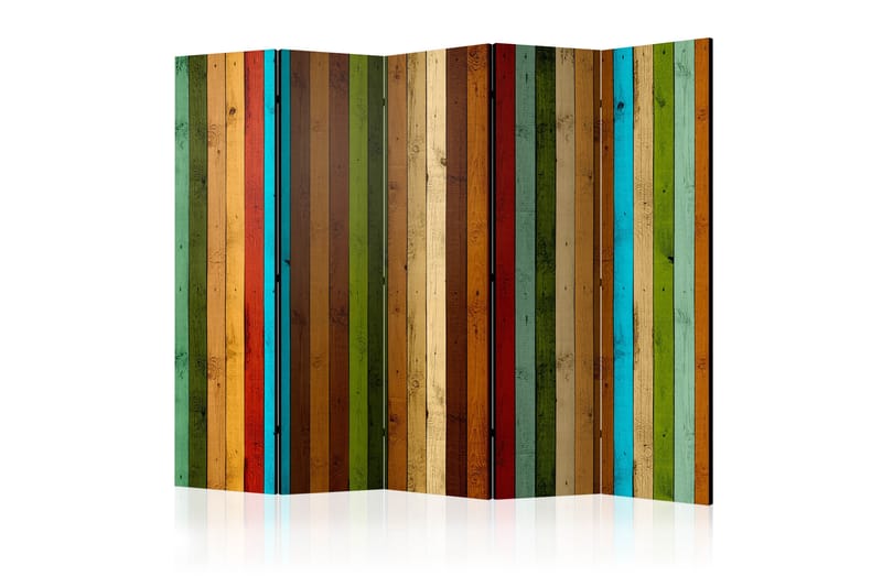 Rumsavdelare Wooden Rainbow II 225x172 cm - Artgeist sp. z o. o. - Vikskärm - Rumsavdelare