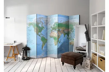 Rumsavdelare World Map 225x172 - Artgeist sp. z o. o. - Inredning - Rumsavdelare - Vikskärm