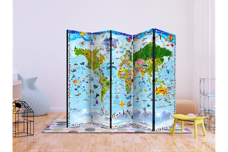 Rumsavdelare World Map For Kids 225x172 - Artgeist sp. z o. o. - Inredning - Rumsavdelare - Vikskärm
