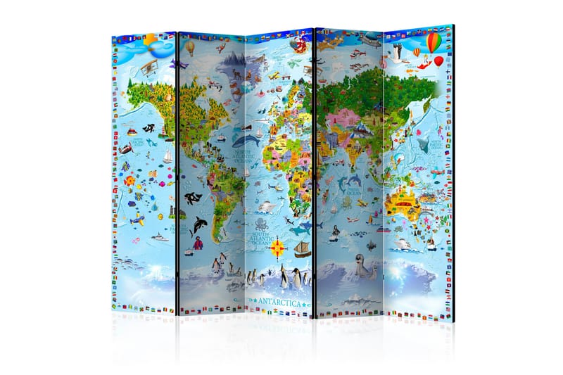 Rumsavdelare World Map For Kids 225x172 - Artgeist sp. z o. o. - Vikskärm - Rumsavdelare