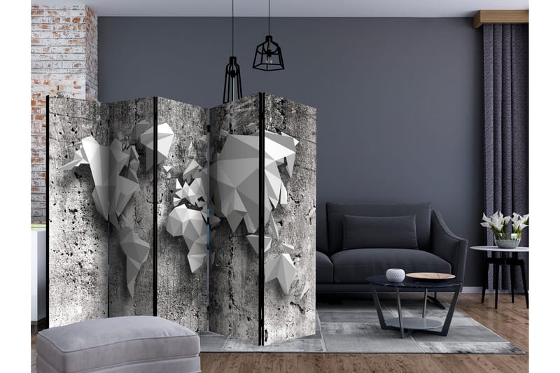 Rumsavdelare - World Map: Origami II 225x172 - Artgeist sp. z o. o. - Inredning - Rumsavdelare - Vikskärm