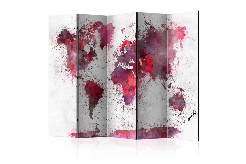 Rumsavdelare - World Map: Red Watercolors II 225x172, Artgeist sp. z o. o.