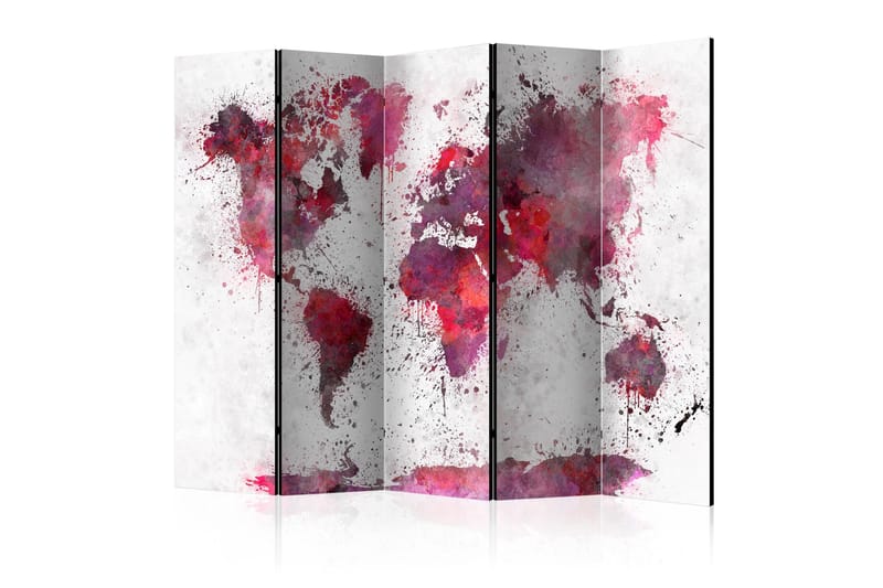 Rumsavdelare - World Map: Red Watercolors II 225x172 - Artgeist sp. z o. o. - Inredning - Rumsavdelare - Vikskärm