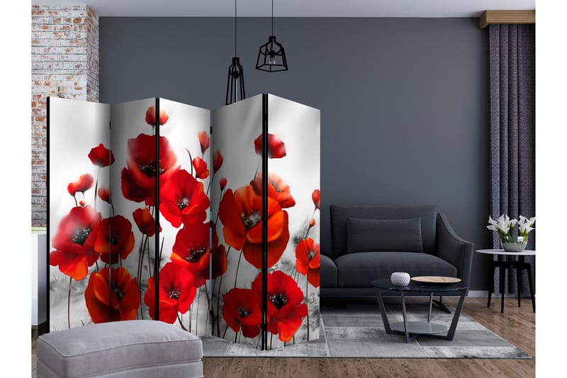 Rumsavdelare Poppies in the Moonlight II 225x172 cm - Artgeist sp. z o. o. - Vikskärm - Rumsavdelare