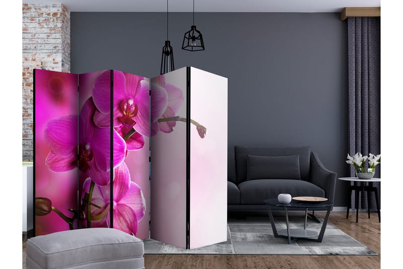 Rumsavdelare - Pink orchid II 225x172 - Artgeist sp. z o. o. - Vikskärm - Rumsavdelare