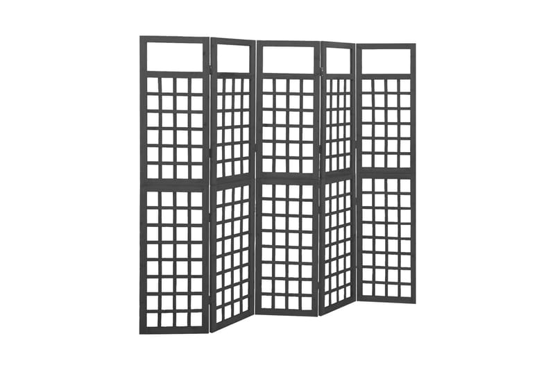 Rumsavdelare/Spaljé 5 paneler massiv gran svart 201,5x180 cm - Svart - Vikskärm - Rumsavdelare