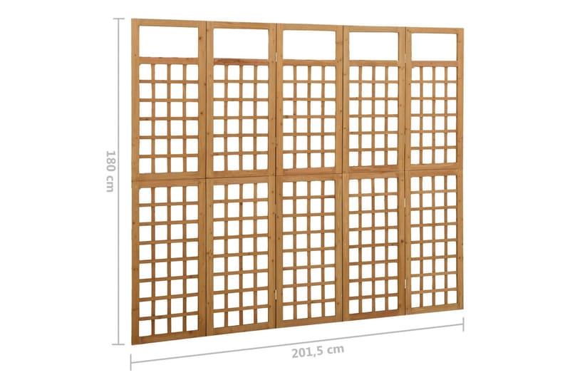 Rumsavdelare/Spaljé 5 paneler massiv gran 201,5x180 cm - Brun - Inredning - Rumsavdelare - Vikskärm