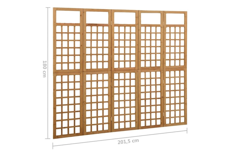 Rumsavdelare/Spaljé 5 paneler massiv gran 201,5x180 cm - Brun - Vikskärm - Rumsavdelare