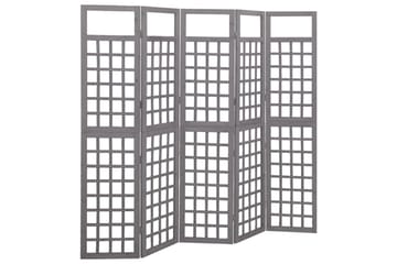 Rumsavdelare/Spaljé 5 paneler massiv furu grå 201,5x180 cm