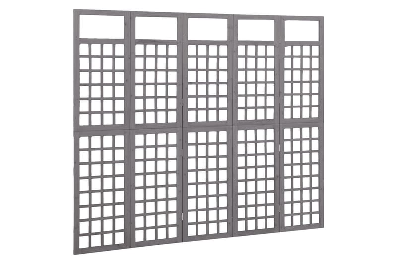 Rumsavdelare/Spaljé 5 paneler massiv furu grå 201,5x180 cm - Grå - Vikskärm - Rumsavdelare
