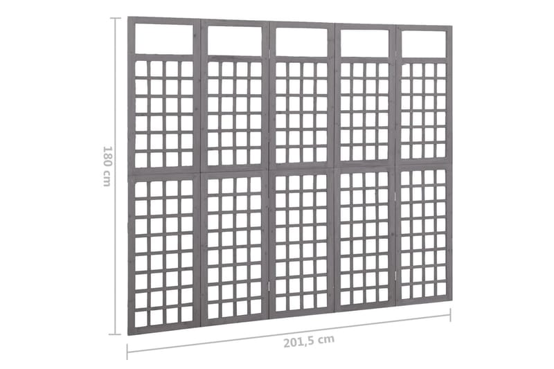 Rumsavdelare/Spaljé 5 paneler massiv furu grå 201,5x180 cm - Grå - Inredning - Rumsavdelare - Vikskärm