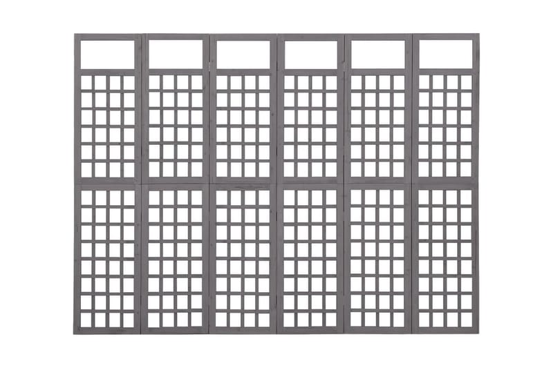 Rumsavdelare/Spaljé 6 paneler massiv furu grå 242,5x180 cm - Grå - Växthustillbehör - Spalje