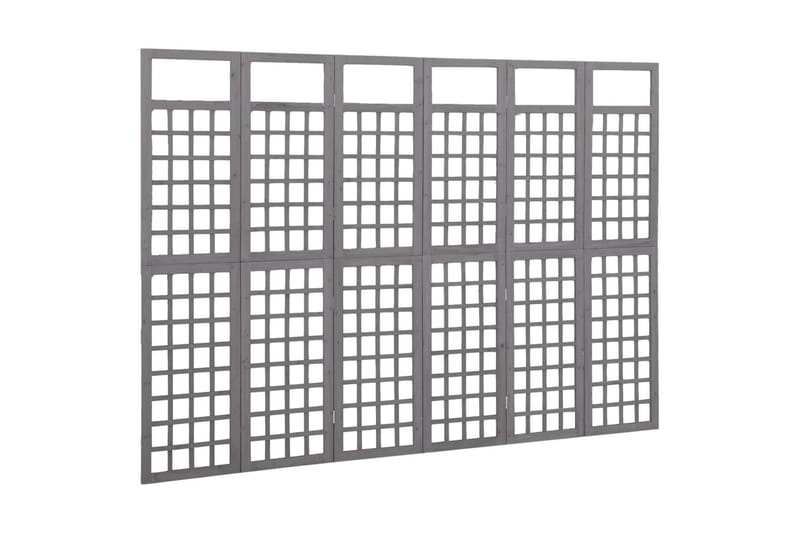 Rumsavdelare/Spaljé 6 paneler massiv furu grå 242,5x180 cm - Grå - Växthustillbehör - Spalje