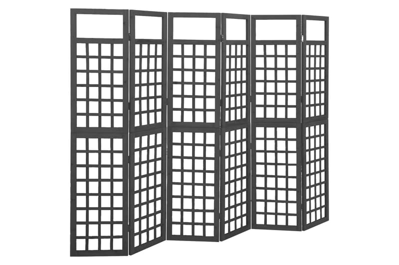 Rumsavdelare/Spaljé 6 paneler massiv gran svart 242,5x180 cm - Svart - Vikskärm - Rumsavdelare