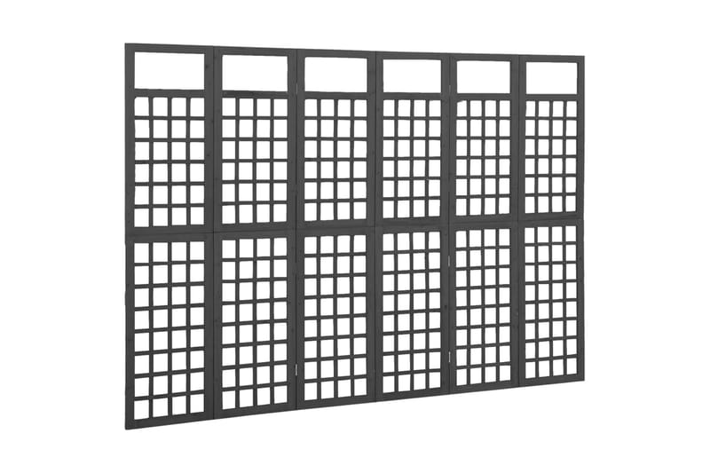 Rumsavdelare/Spaljé 6 paneler massiv gran svart 242,5x180 cm - Svart - Inredning - Rumsavdelare - Vikskärm