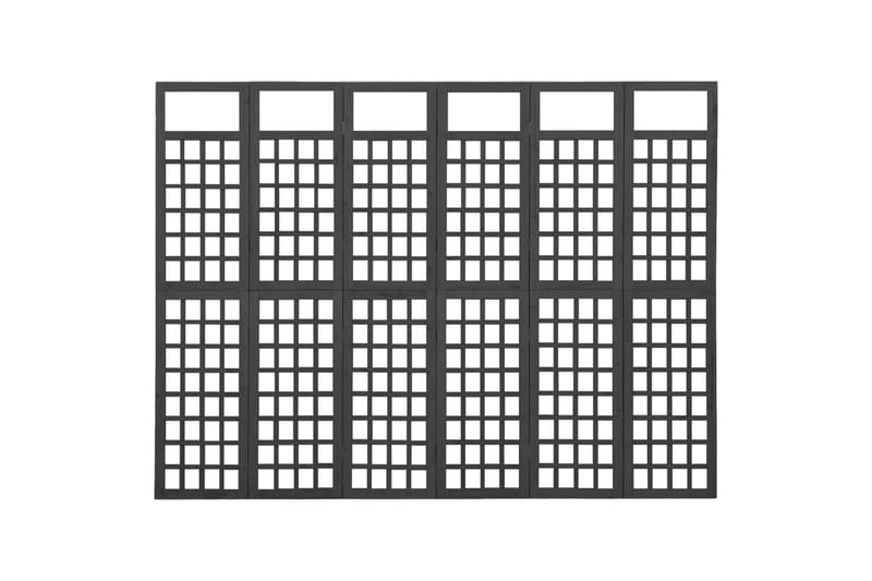 Rumsavdelare/Spaljé 6 paneler massiv gran svart 242,5x180 cm - Svart - Inredning - Rumsavdelare - Vikskärm