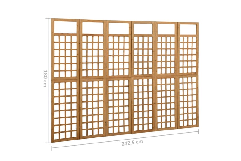 Rumsavdelare/Spaljé 6 paneler massiv gran 242,5x180 cm - Brun - Växthustillbehör - Spalje