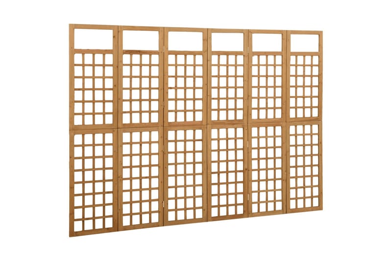 Rumsavdelare/Spaljé 6 paneler massiv gran 242,5x180 cm - Brun - Växthustillbehör - Spalje