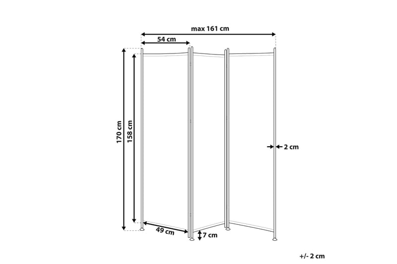 Skärmvägg 3 paneler 160 x 170 cm svart NARNI - Svart - Skärmvägg - Rumsavdelare