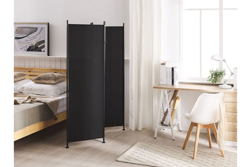 Skärmvägg 3 paneler 160 x 170 cm svart NARNI - Svart - Inredning - Rumsavdelare - Skärmvägg
