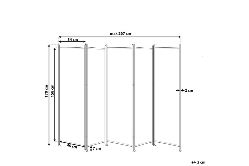 Skärmvägg 5 paneler 270 x 170 cm grå NARNI - Grå - Inredning - Rumsavdelare - Skärmvägg