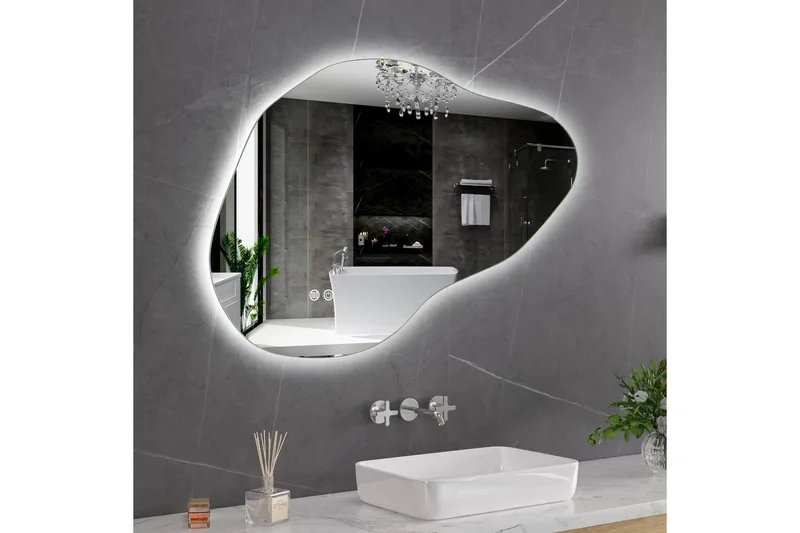 Badrumsspegel 100x65 cm med LED-belysning och anti-fog - Inredning - Speglar - Väggspegel