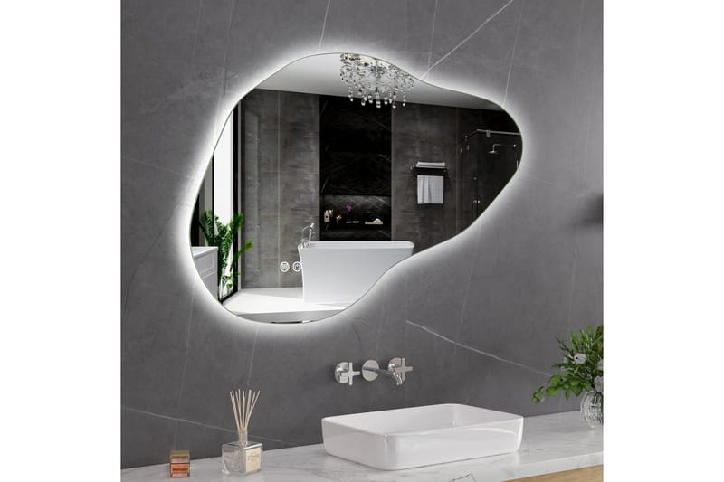 Badrumsspegel 100x65 cm med LED-belysning och anti-fog - Inredning - Speglar - Väggspegel
