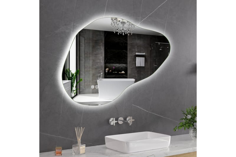 Badrumsspegel 100x65 cm med LED-belysning och anti-fog - Inredning - Speglar - Väggspegel