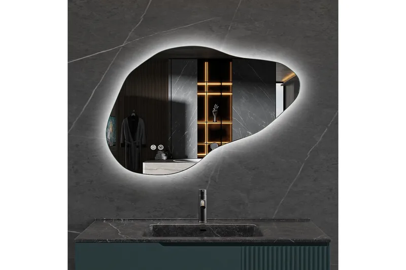 Badrumsspegel 100x65 cm med LED-belysning och anti-fog - Inredning - Speglar - Väggspegel