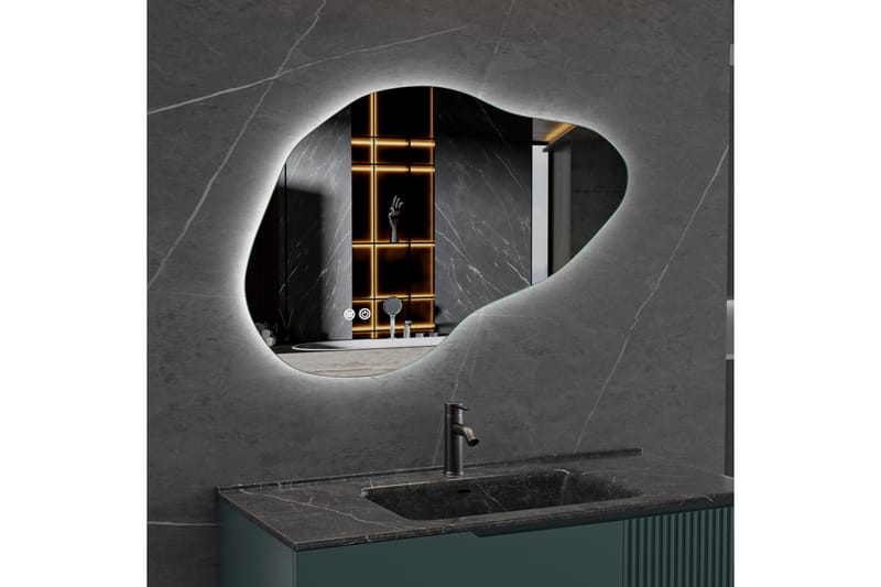 Badrumsspegel 90x60 cm med LED-belysning och anti-fog - Inredning - Speglar - Väggspegel