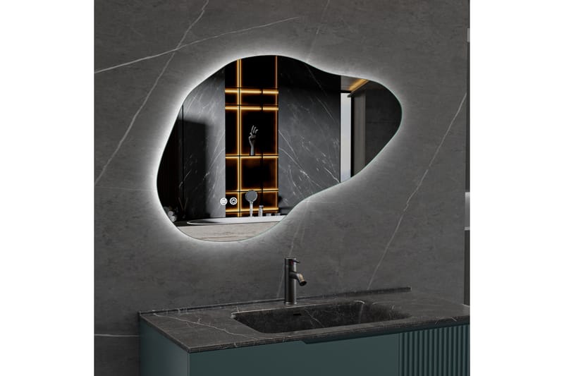 Badrumsspegel 90x60 cm med LED-belysning och anti-fog - Inredning - Speglar - Väggspegel