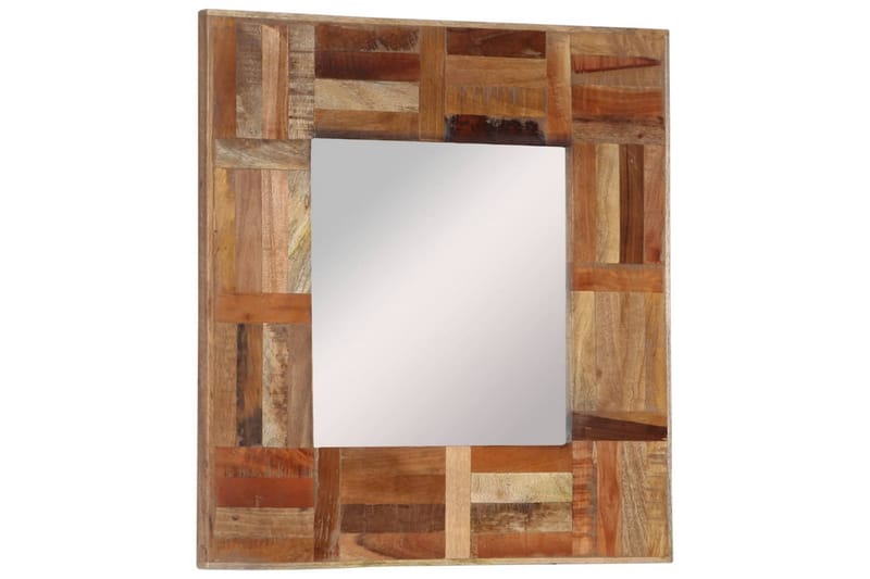 beBasic Väggspegel massivt återvunnet trä 50x50 cm - Brown - Väggspegel - Hallspegel