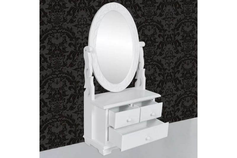 Bordsspegel med justerbar oval spegel MDF - Vit - Bordsspegel